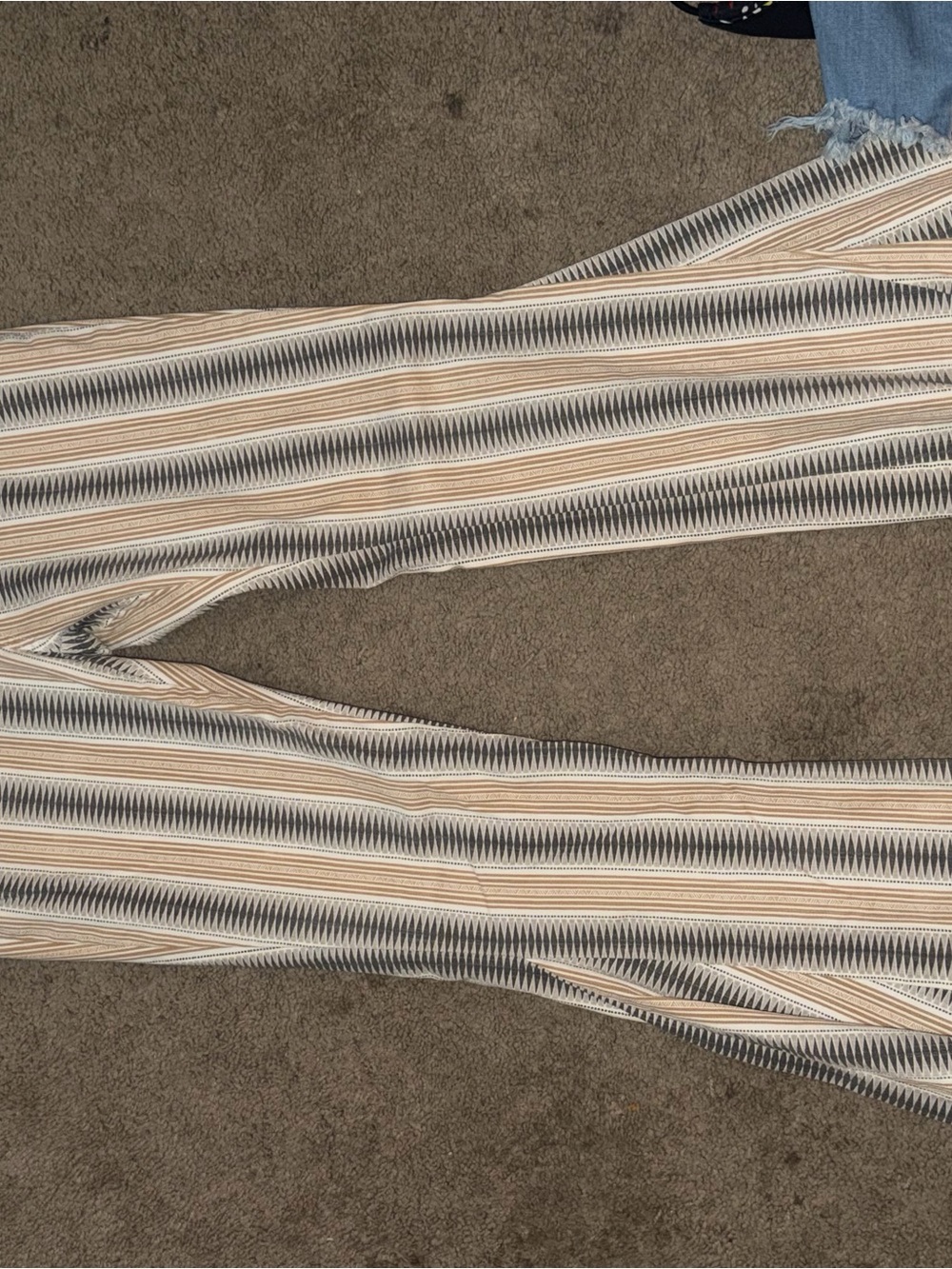 Altar'd State Beige, Black and Cream Patterned Wide-Leg Pants